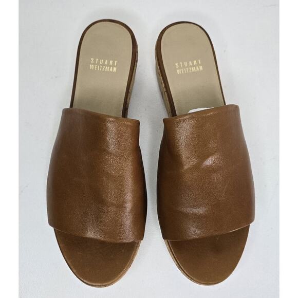 Stuart Weitzman Flatout Platform Sandal Brown Nappa Sz 8 M - Picture 4 of 10